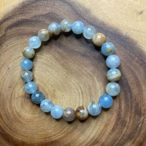 Blue Onyx 8mm stretch bracelet beaded bracelet 6.75” stretch crystal healing